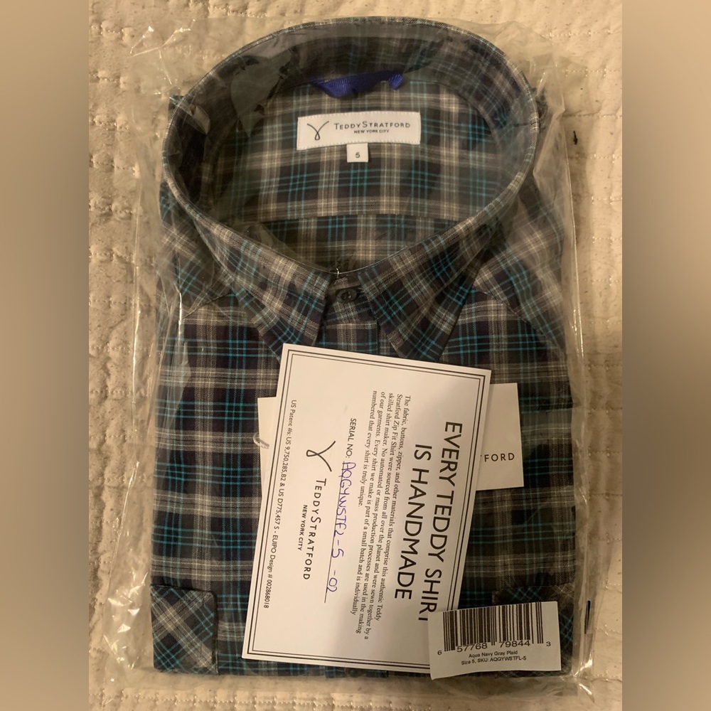 Teddy Stratford size 5 fitted shirt plaid